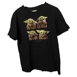 Baby Yoda Grogu The Mandalorian Women’s Large Black T Shirt Disney Star Wars